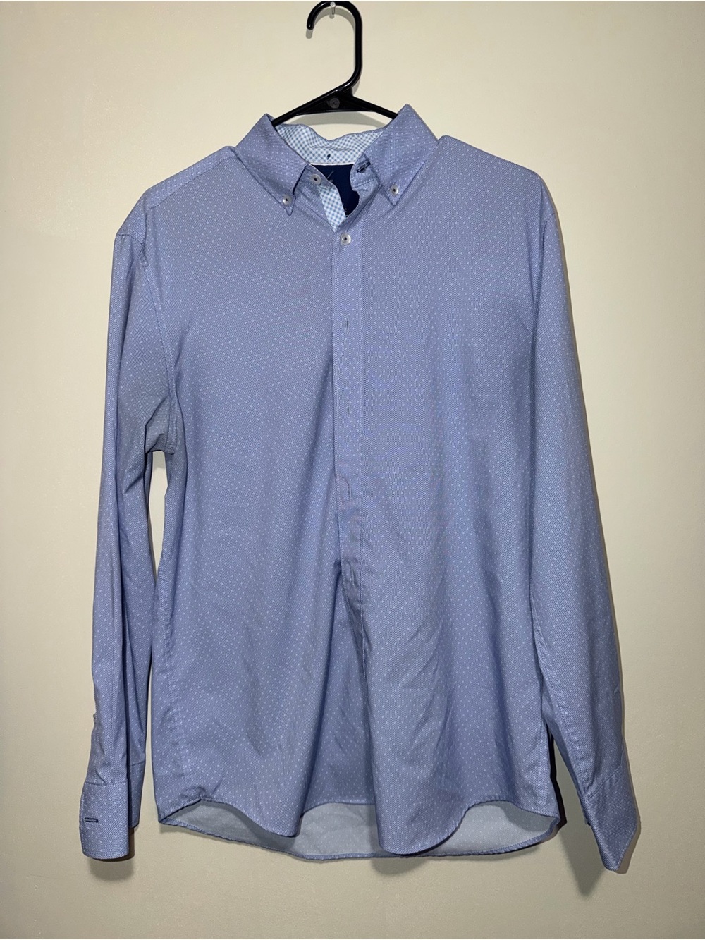 Button Down Shirt Men’s Large Blue Micro Print Long Sleeve